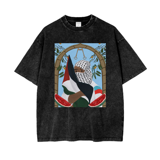 Palestinian Resilience Acid Washed Oversized T-shirt