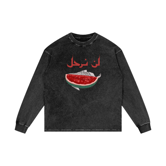 We won't leave Palestine Watermelon Kuffiya Long Sleeve T-Shirt