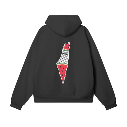 Palestine Map with Kuffiyah Print and Watermelon Premium Hoodie