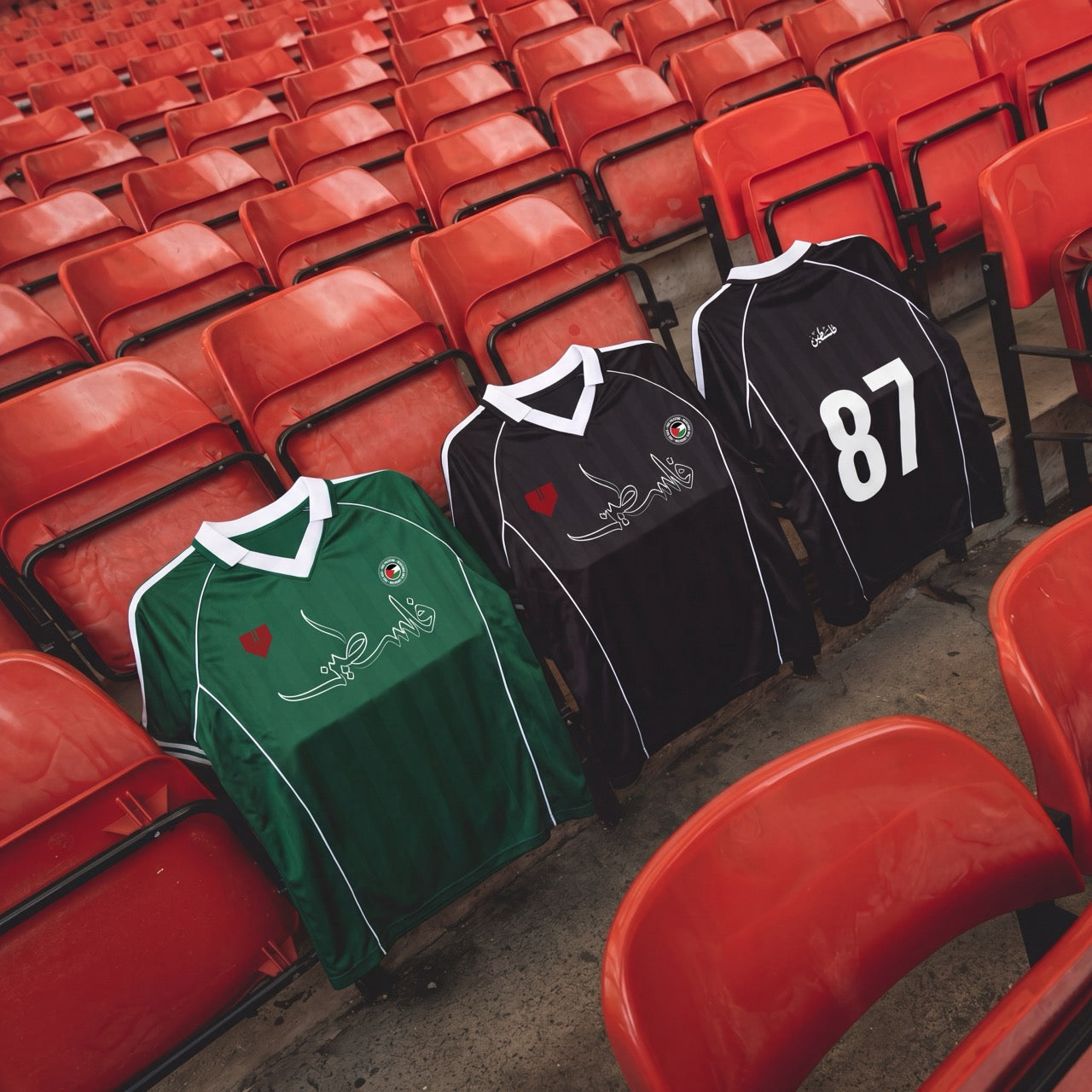 Palestine Striped V-Neck Football / Soccer  Jersey