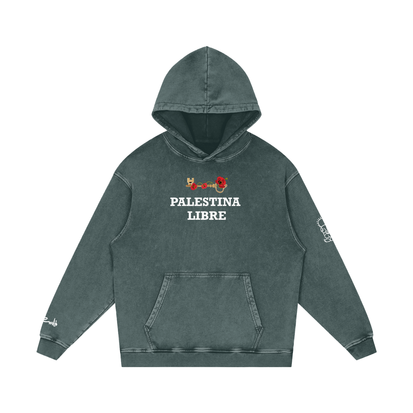 Palestina Libre Acid Washed Hoodie