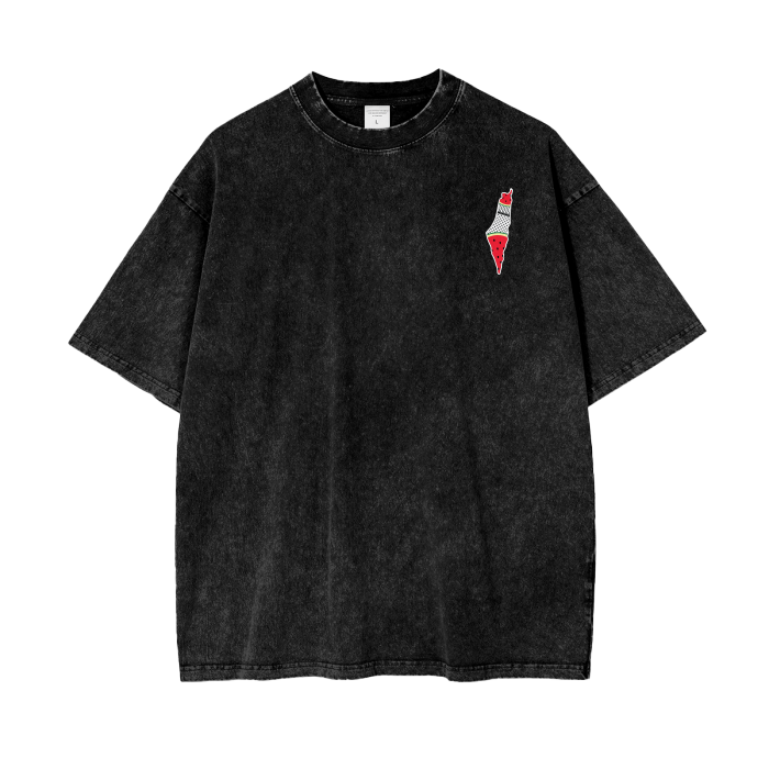 Palestine Map with Kuffiyah Print and Watermelon T-shirt