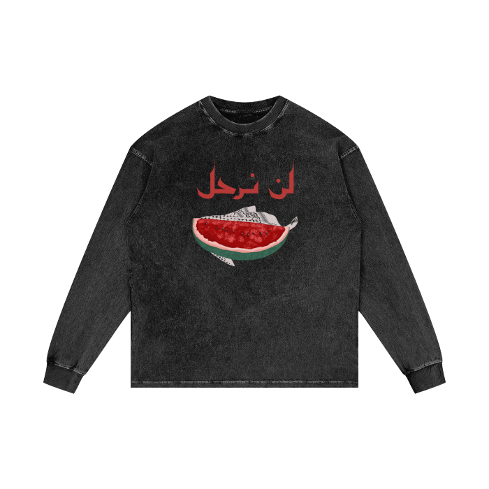 We won't leave Palestine Watermelon Kuffiya Long Sleeve T-Shirt