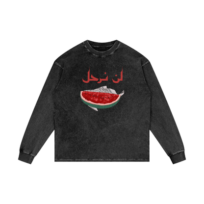 We won't leave Palestine Watermelon Kuffiya Long Sleeve T-Shirt