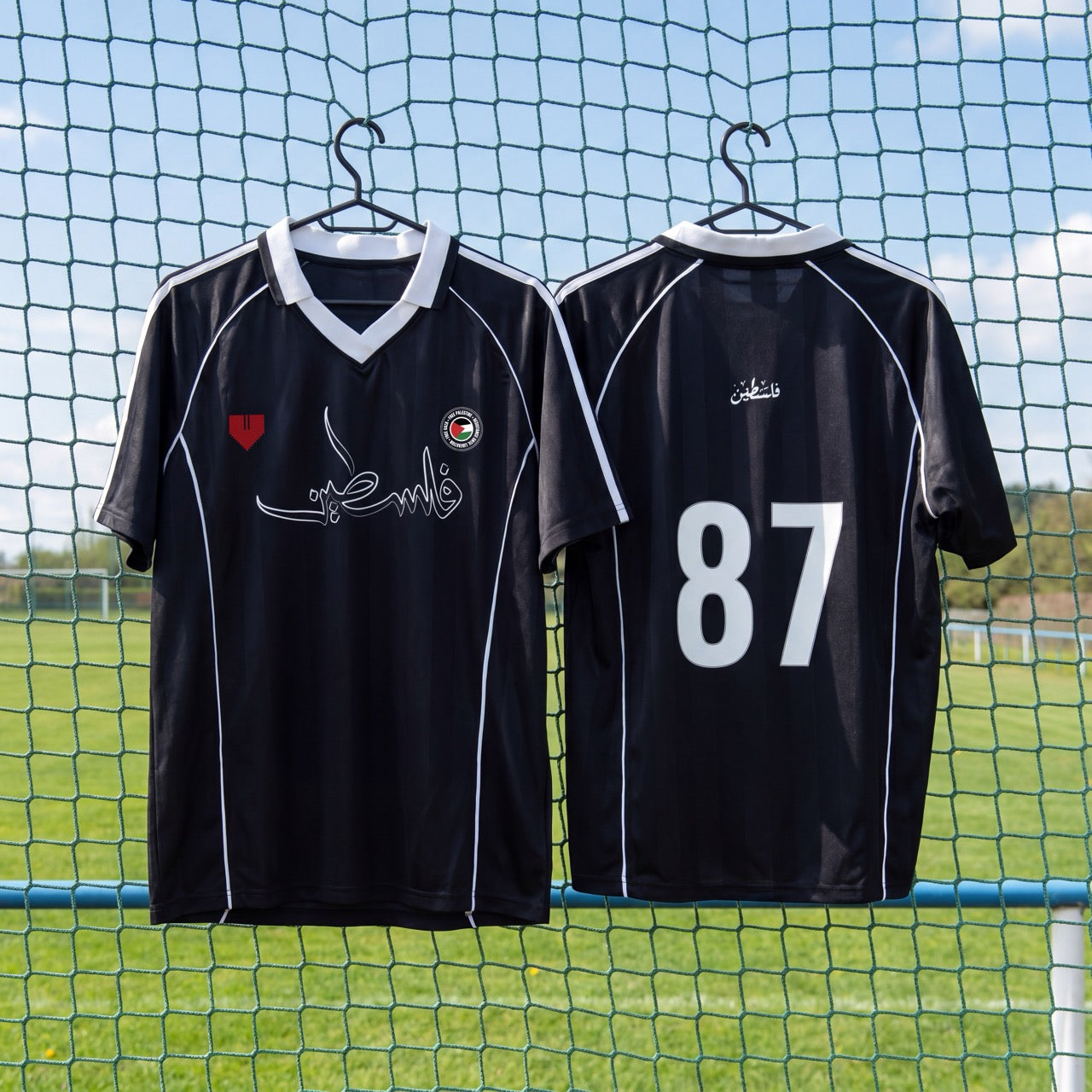 Palestine Striped V-Neck Football / Soccer  Jersey