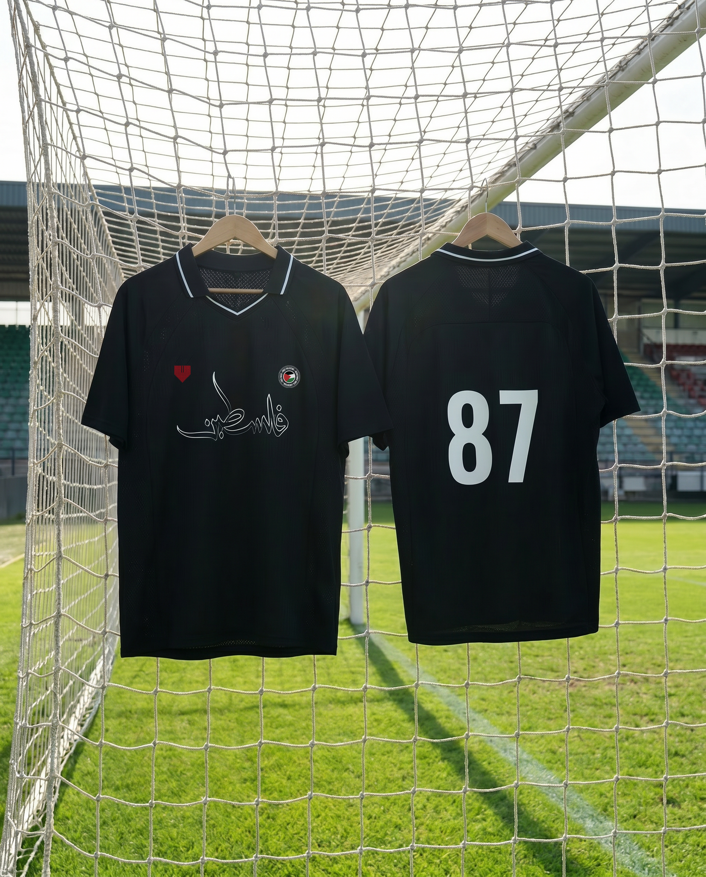 Palestine Striped V-Neck Soccer Jersey